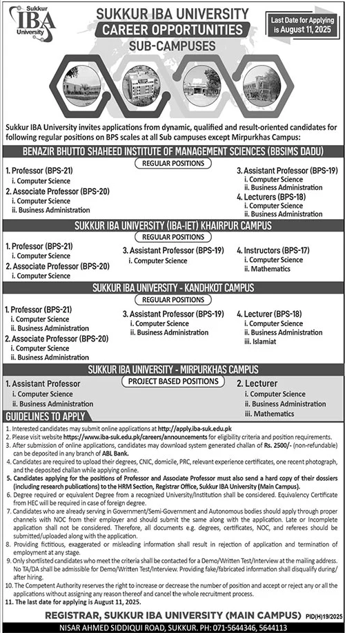 Jobs in Sukkur IBA University